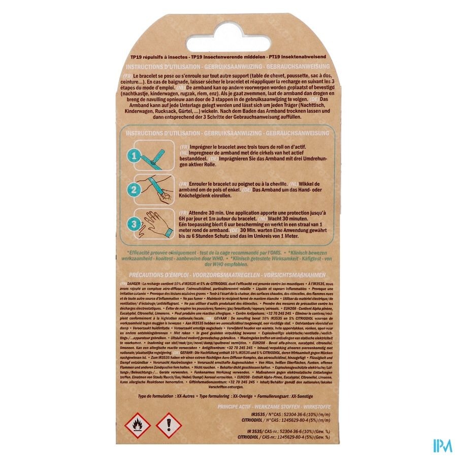 Manouka Bracelet A/moustiques Uni Turquoise