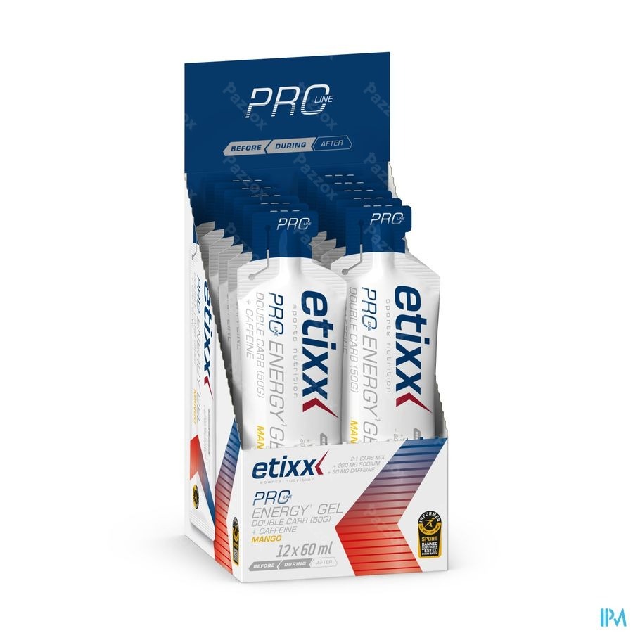 Etixx Double Carb Energy Gel Line + Caffeine Mango 12x60ml 
