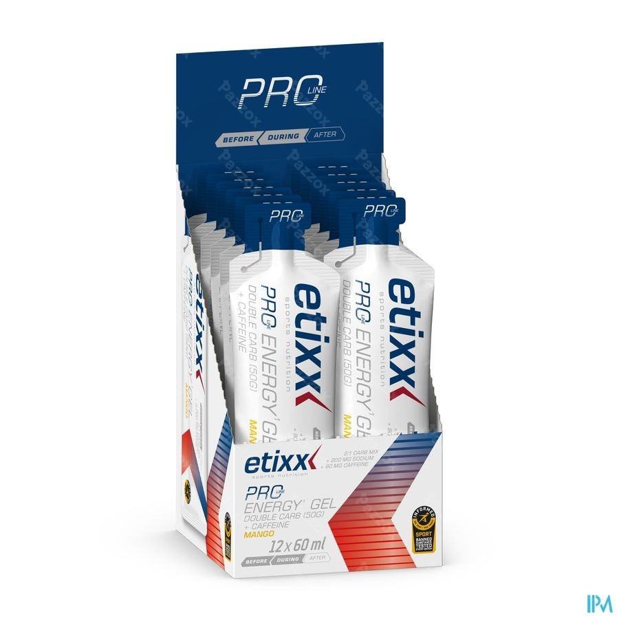 Etixx Double Carb Energy Gel Line + Caffeine Mango 12x60ml 