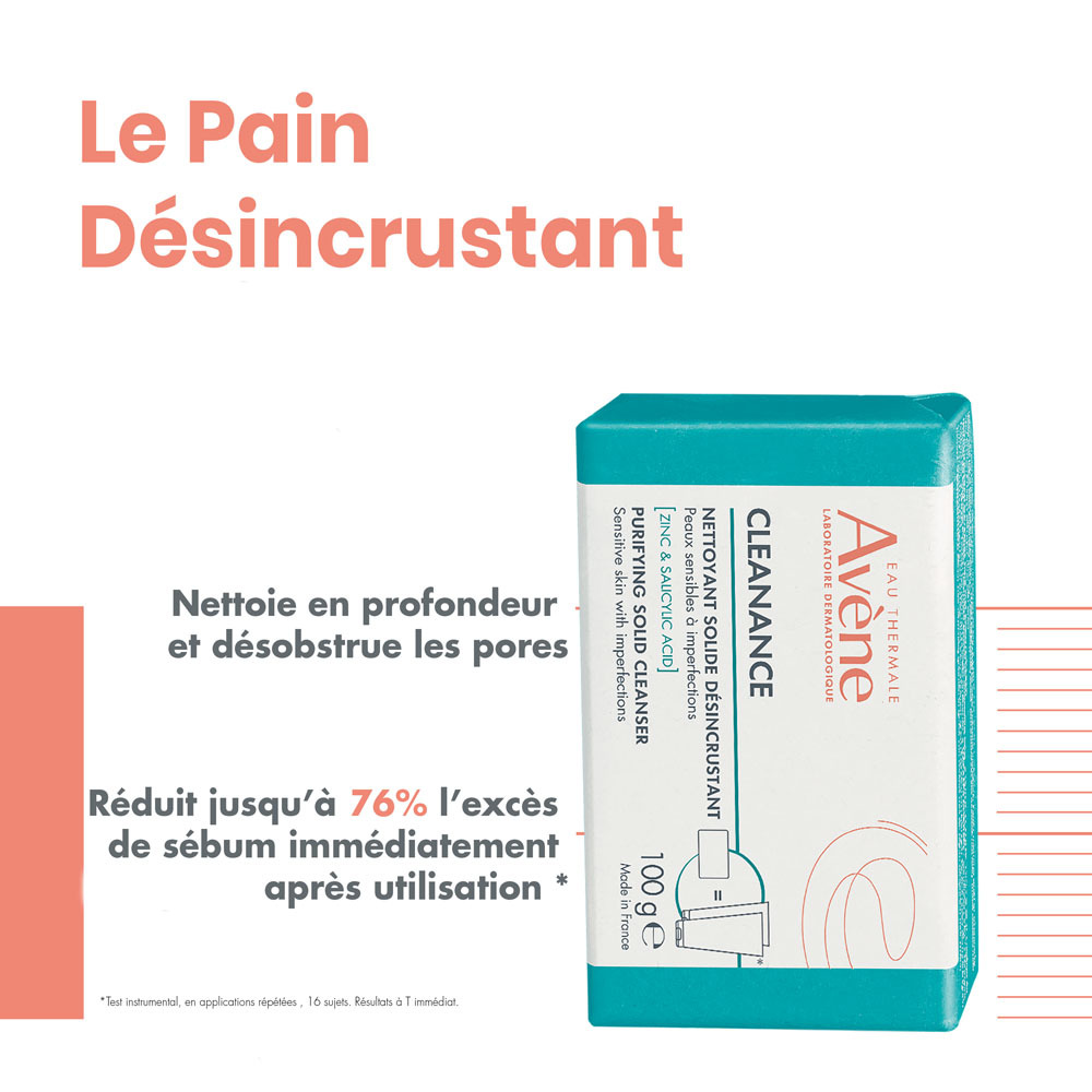 Avène Cleanance Nettoyant solide désincrustant, Peau grasse,  imperfections 100g