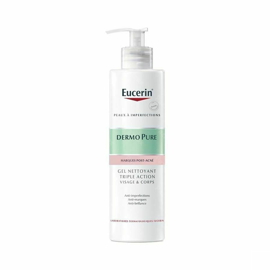 Eucerin DermoPure Gel Nettoyant Triple Action Marques Post-Acné Peau à Imperfections 400ml