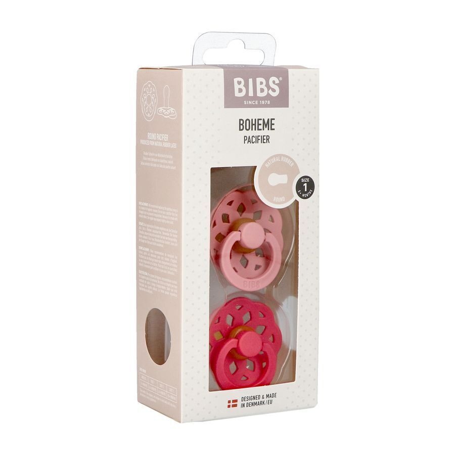 Bibs 1 Sucette Boheme Duo Dusty Pink&coral