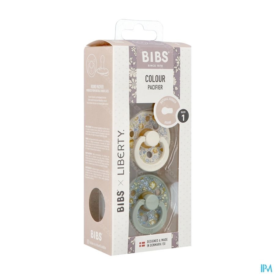 Bibs 1 Sucette Liberty Latex Rond Duo Eloise Sage