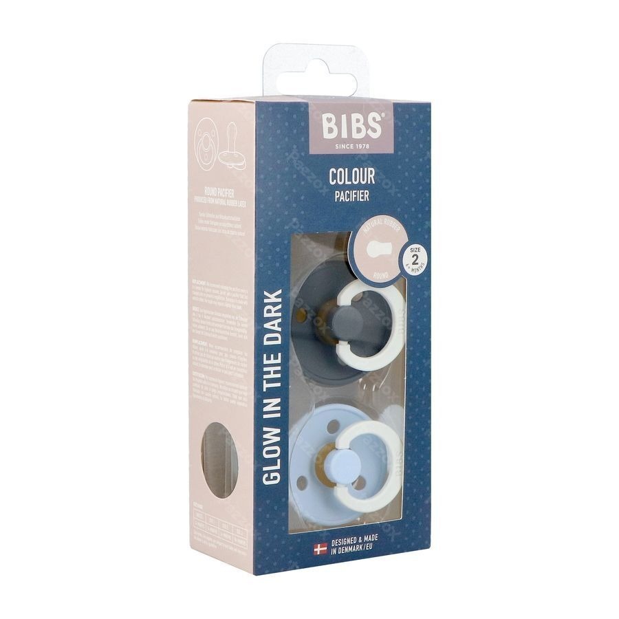 Bibs 2 Sucette Duo Glow Dark Iron&baby Blue