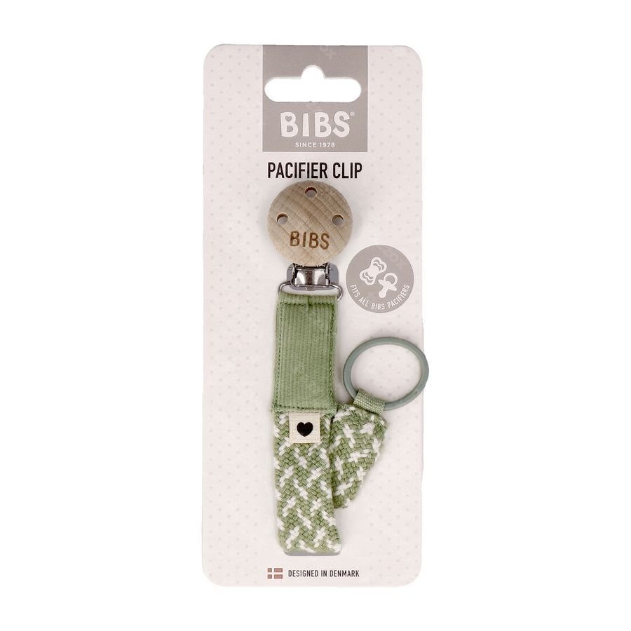 Bibs Attache Sucette Braided Sage&ivory