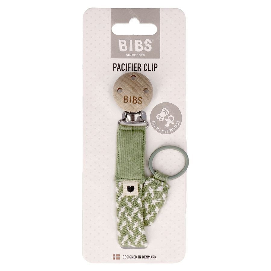 Bibs Attache Sucette Braided Sage&ivory