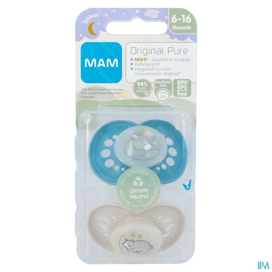 Mam Original Night Sucette Silic.pure 6-16m Bleu 2