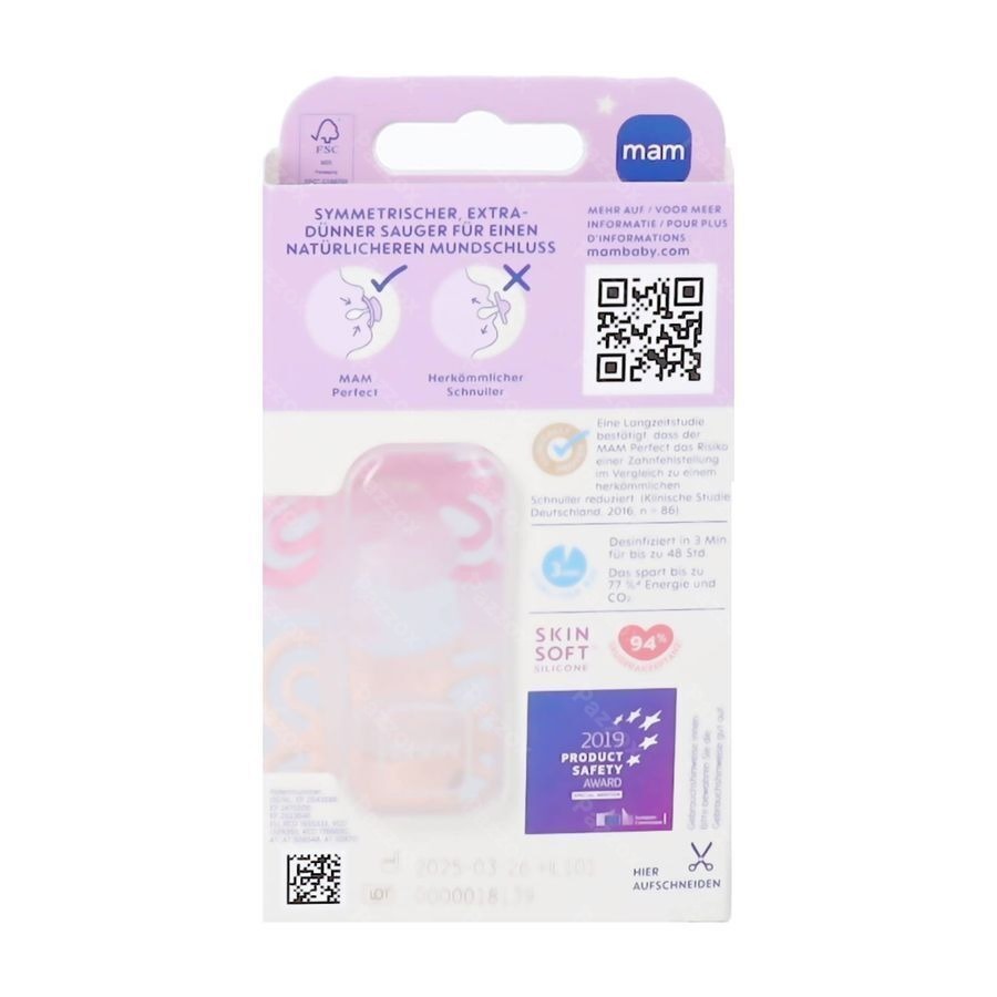 Mam Perfect Night Sucette Silicone Pure 0-6m Rose2