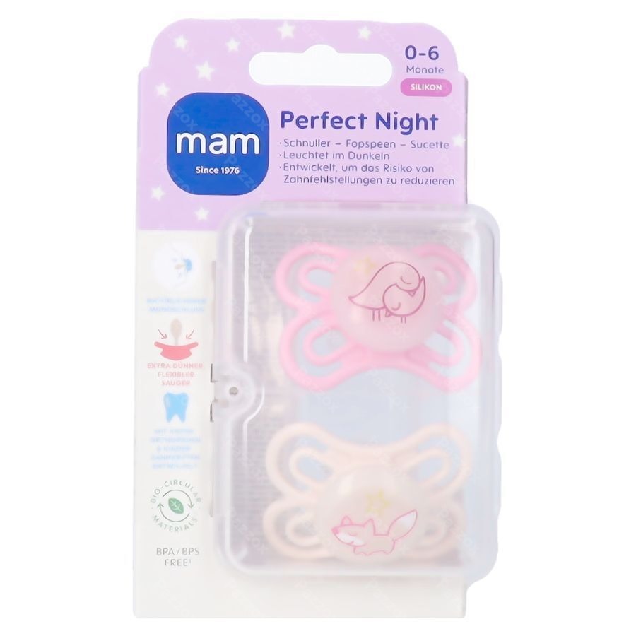 Mam Perfect Night Sucette Silicone Pure 0-6m Rose2