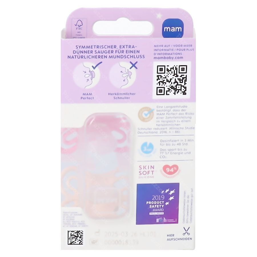 Mam Perfect Night Sucette Silicone Pure 0-6m Rose2