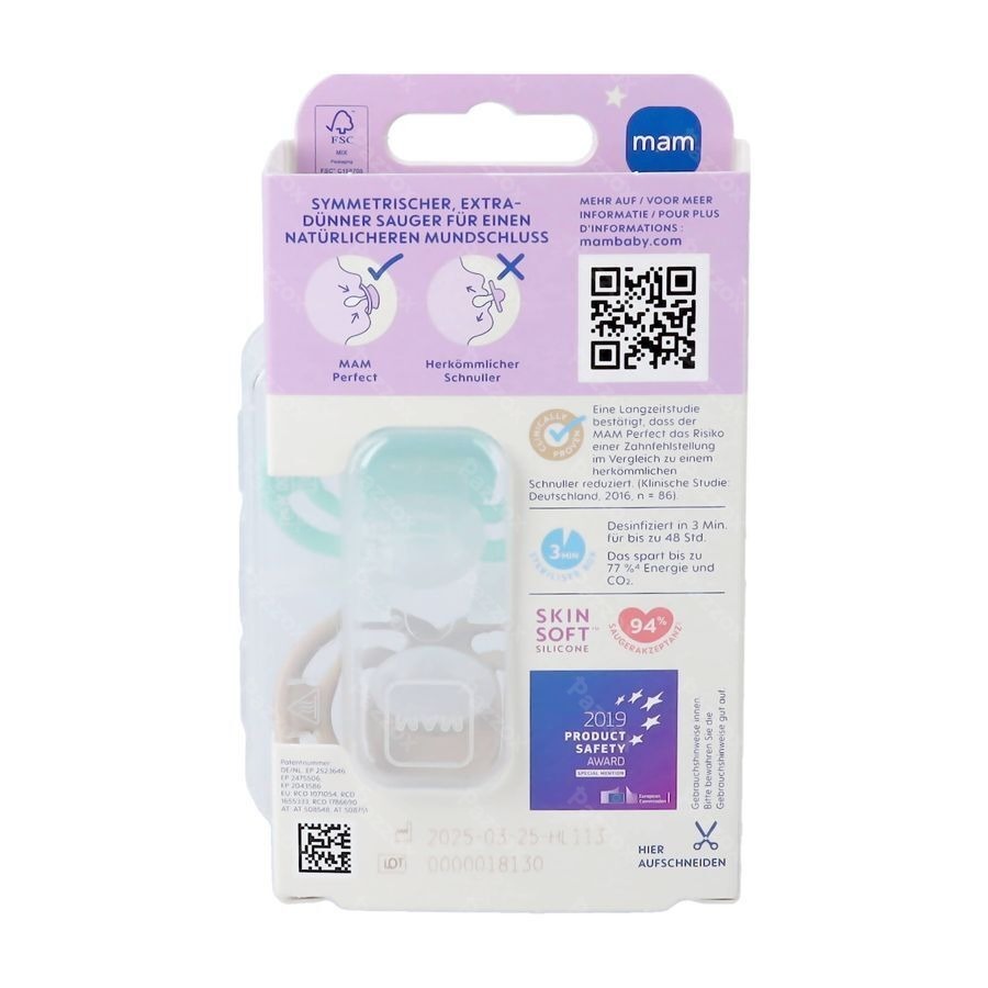 Mam Perfect Night Sucette Silicone Pure 16m+ Uni 2