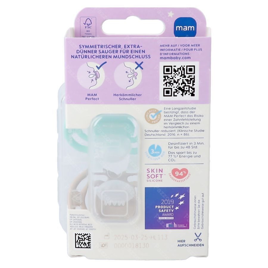 Mam Perfect Night Sucette Silicone Pure 16m+ Uni 2