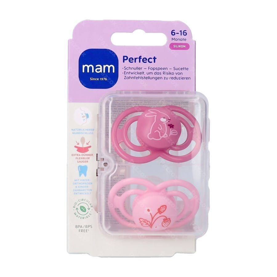 Mam Perfect Sucette Silicone Pure 6-16m Rose 2