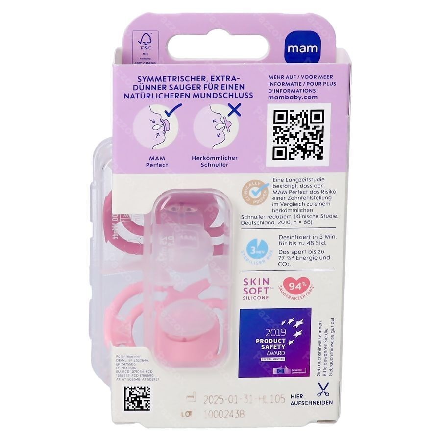 Mam Perfect Sucette Silicone Pure 6-16m Rose 2