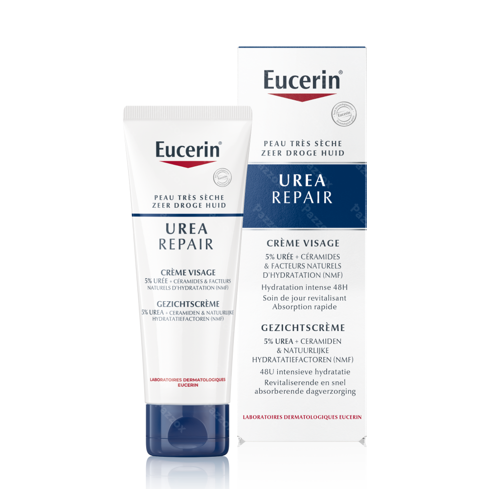 Eucerin UreaRepair Crème Visage Peau Sèche 5% d'Urée Peau Sèche Tube 50ml