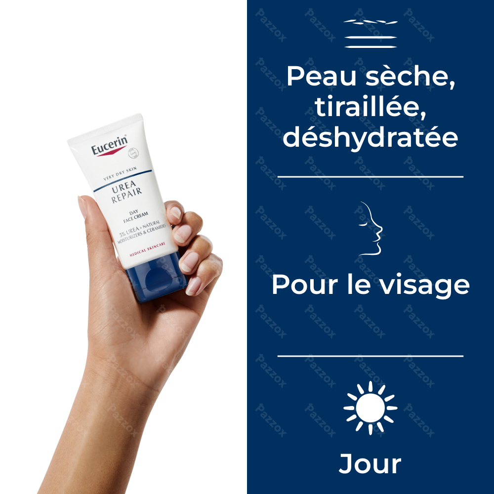 Eucerin UreaRepair Crème Visage Peau Sèche 5% d'Urée Peau Sèche Tube 50ml