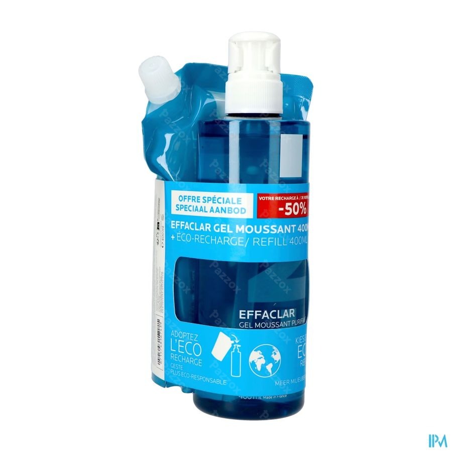 La Roche-Posay Effaclar Gel 400ml + Recharge 400ml -50%