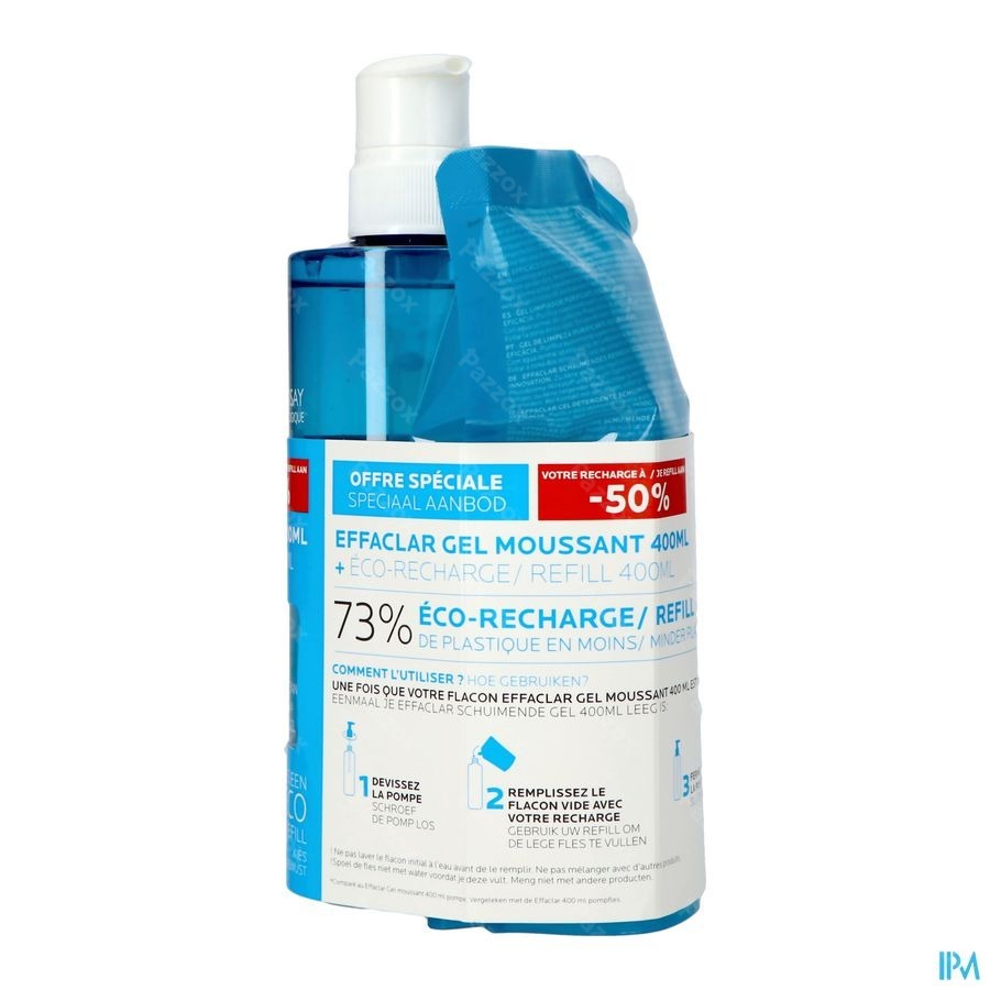La Roche-Posay Effaclar Gel 400ml + Recharge 400ml -50%