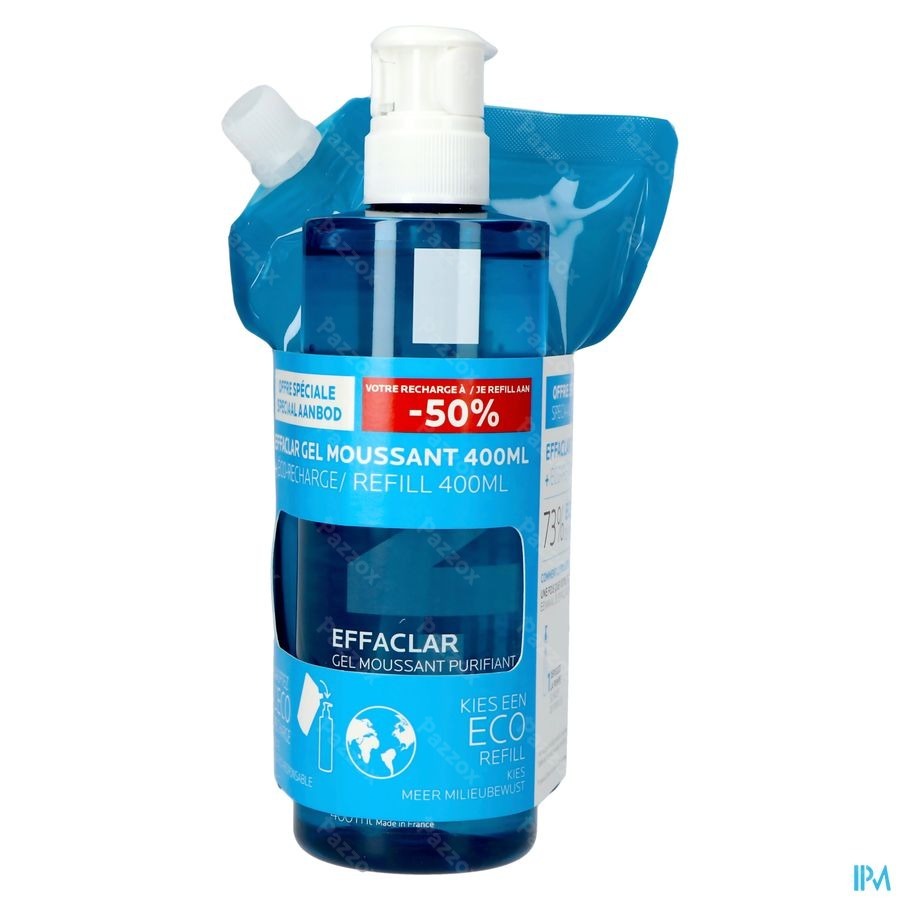 La Roche-Posay Effaclar Gel 400ml + Recharge 400ml -50%