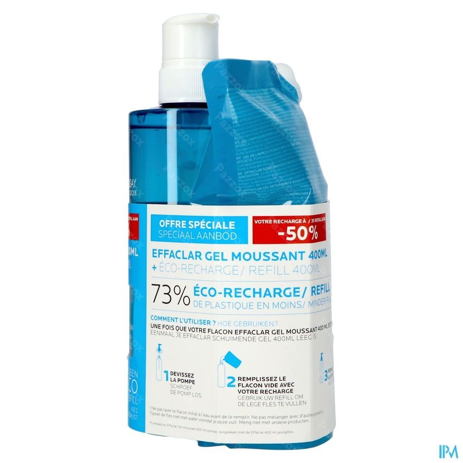 La Roche-Posay Effaclar Gel 400ml + Recharge 400ml -50%