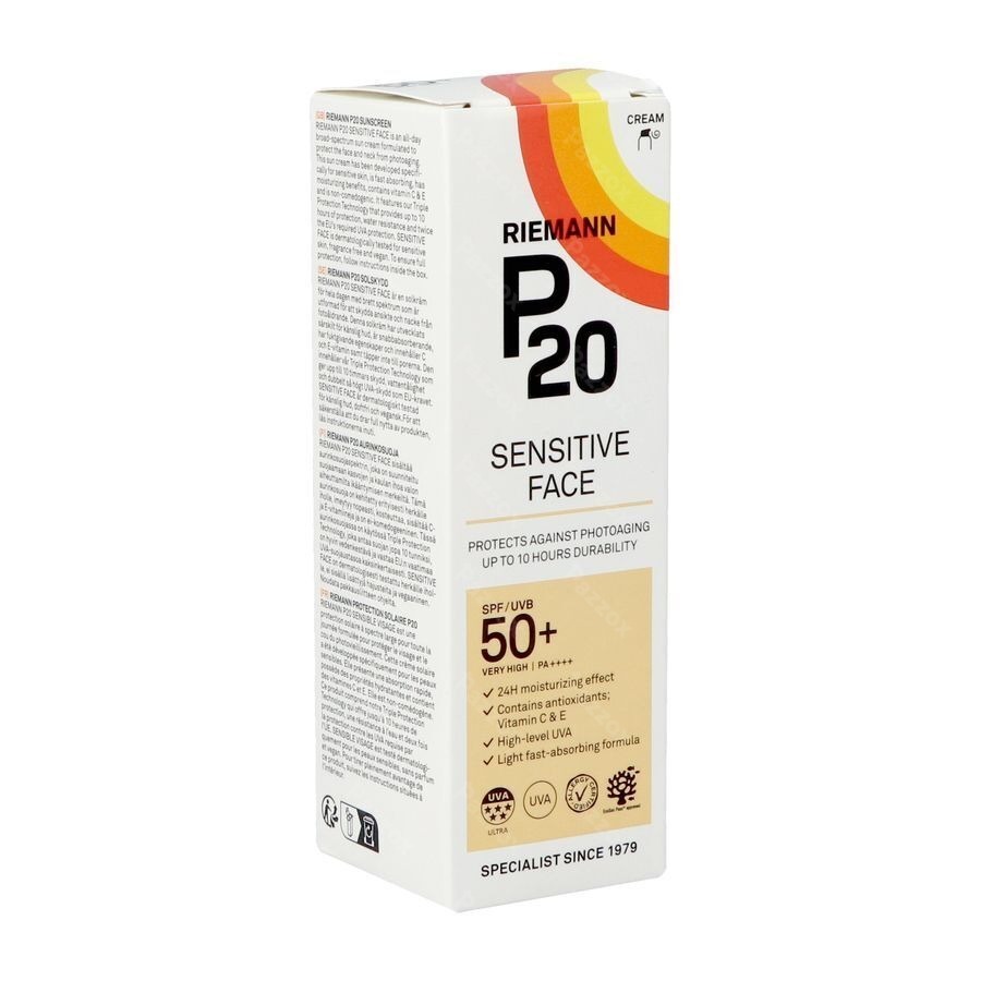 Riemann P20 Crème Solaire Sensitive Visage SPF50+ 50g