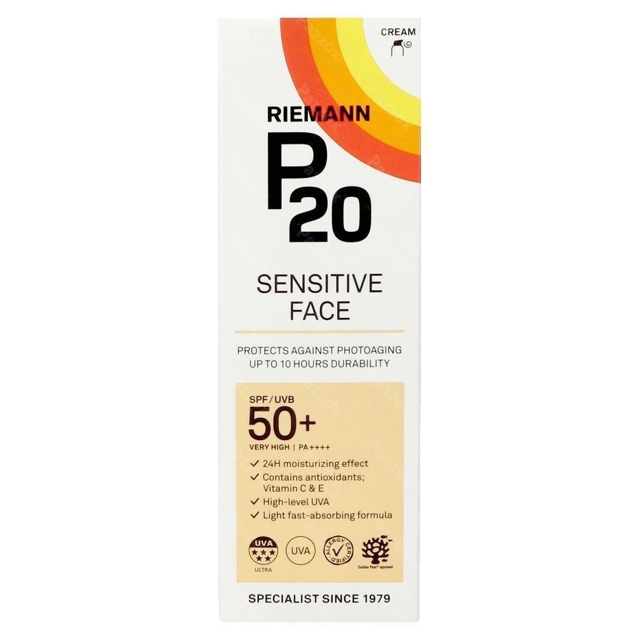 Riemann P20 Crème Solaire Sensitive Visage SPF50+ 50g