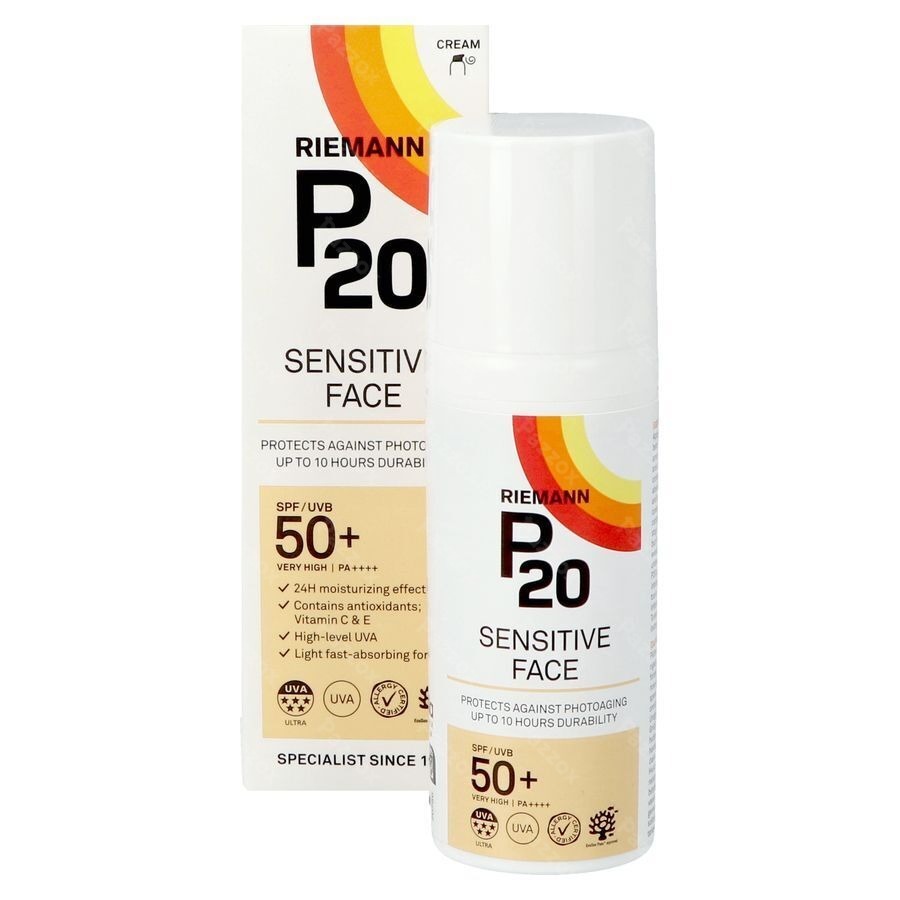 Riemann P20 Crème Solaire Sensitive Visage SPF50+ 50g