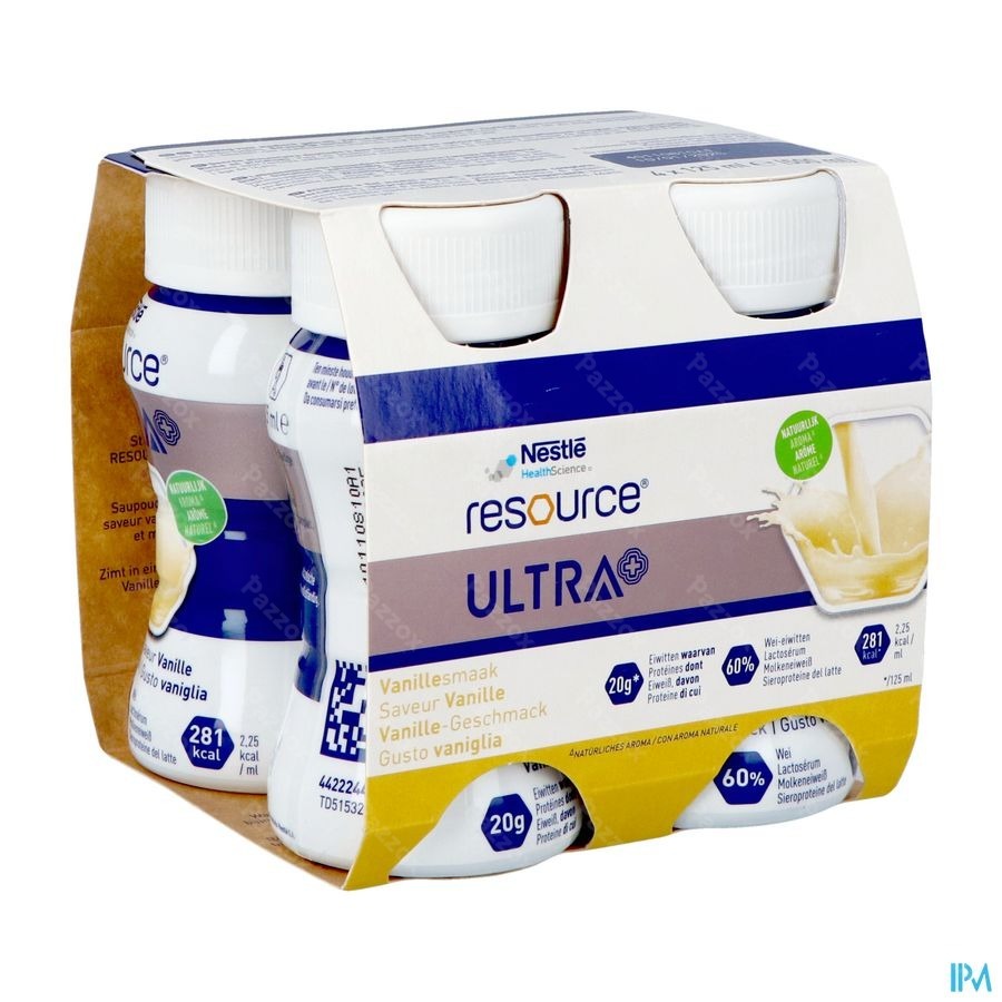 Resource Ultra+ Saveur Vanille 4x125ml Nf