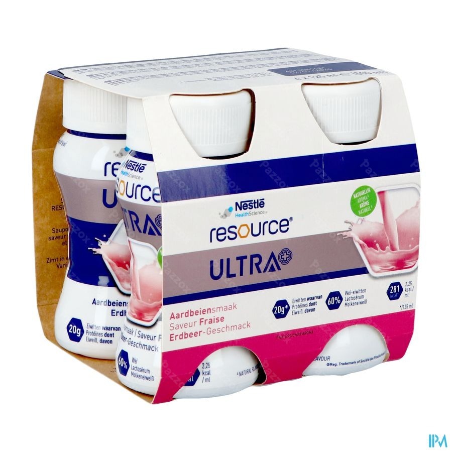 Resource Ultra+ Saveur Fraise 4x125ml
