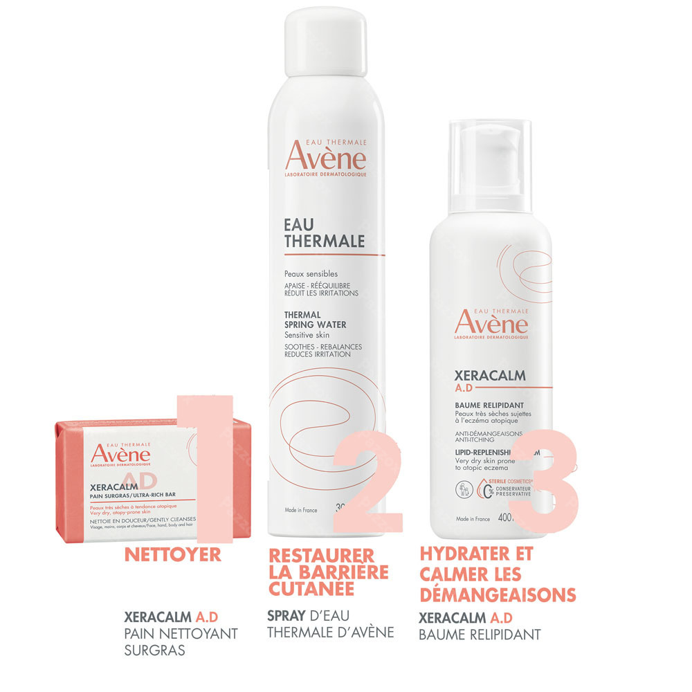 Avène XeraCalm A.D Pain nettoyant surgras, Peau très sèche à tendance atopique, sujettes aux démangeaisons 100g