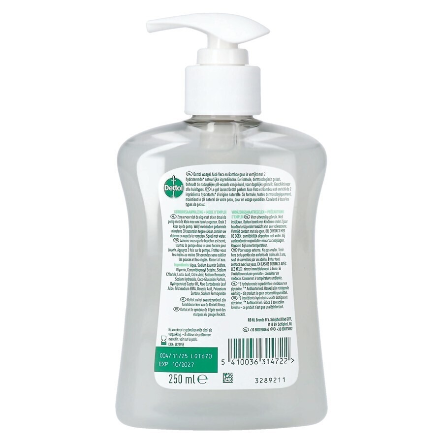 Dettol Gel Lavant Aloe Vera & Bambou 250ml