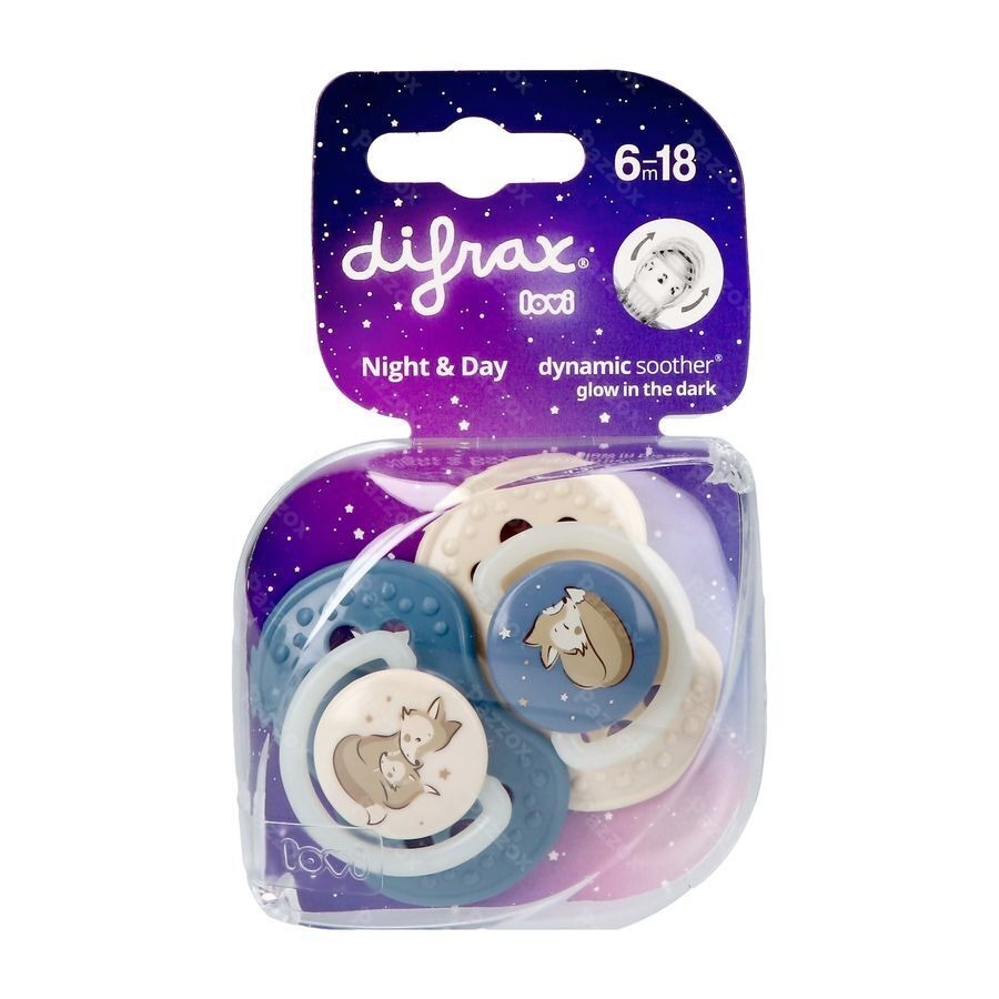 Difrax Dynamic Sucette Day&night Assorti 6-18m 2