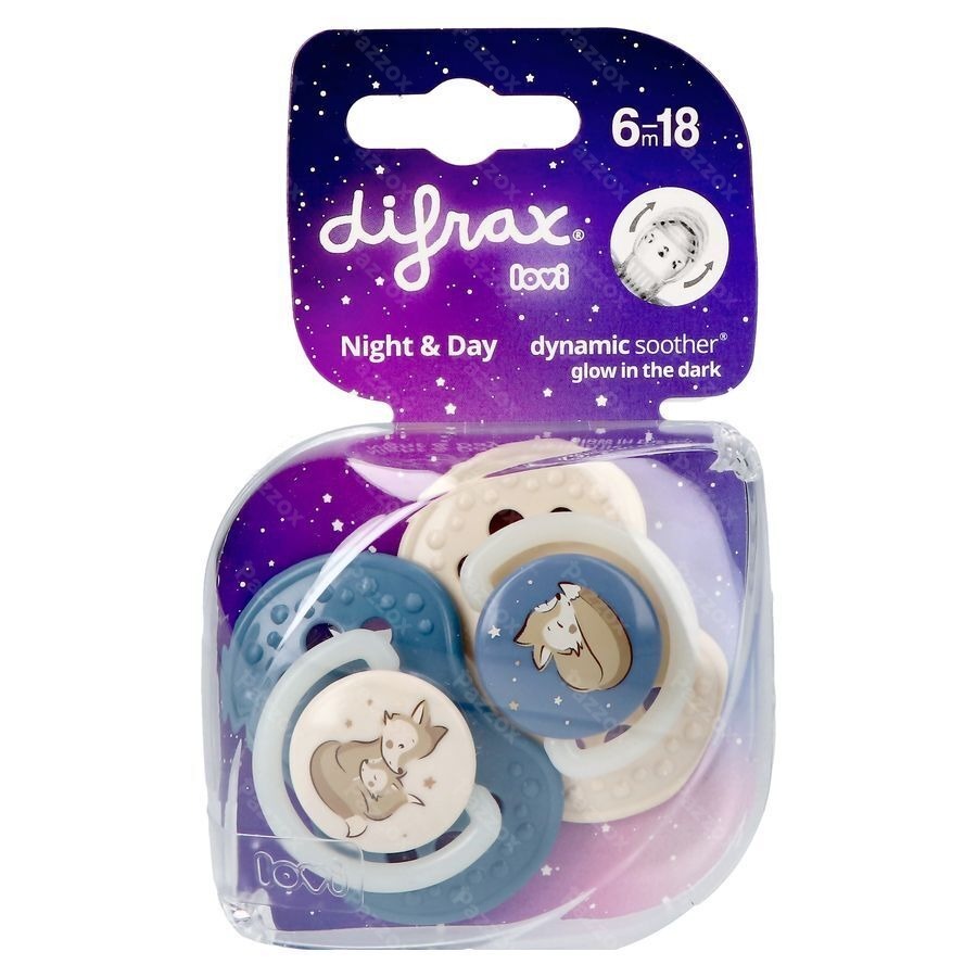 Difrax Dynamic Sucette Day&night Assorti 6-18m 2