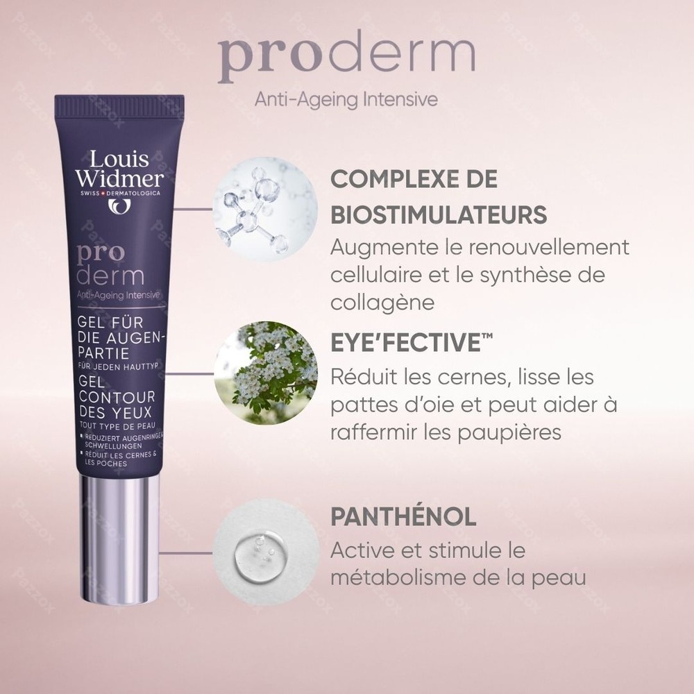 Louis Widmer Proderm Gel Contour des Yeux Sans Parfum 15ml