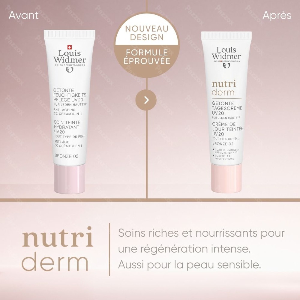 Louis Widmer Nutriderm Crème De Jour Teint Uv20 Bronz 02 Avec Parfum 30ml