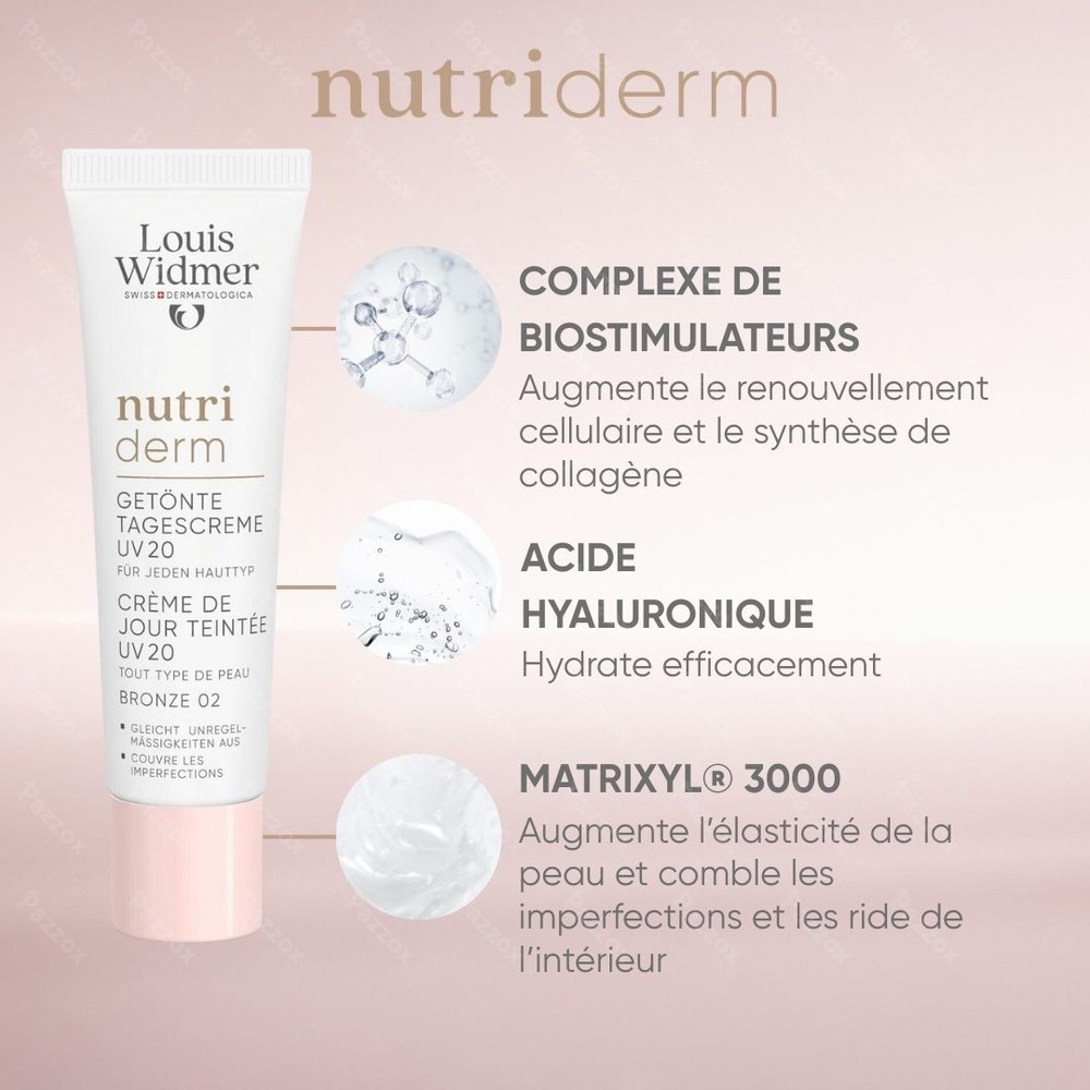 Louis Widmer Nutriderm Crème De Jour Teint Uv20 Bronz 02 Avec Parfum 30ml