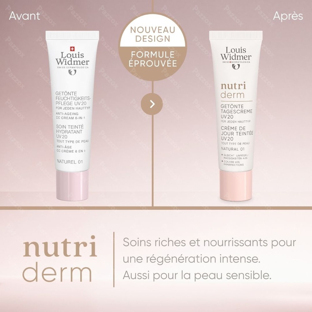Louis Widmer Nutriderm Crème de Jour Teintée UV 20 Naturel 01 Avec Parfum 30ml