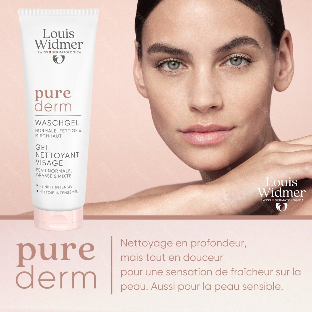 Louis Widmer Purederm Gel Nettoyant Visage Sans Parfum 125ml