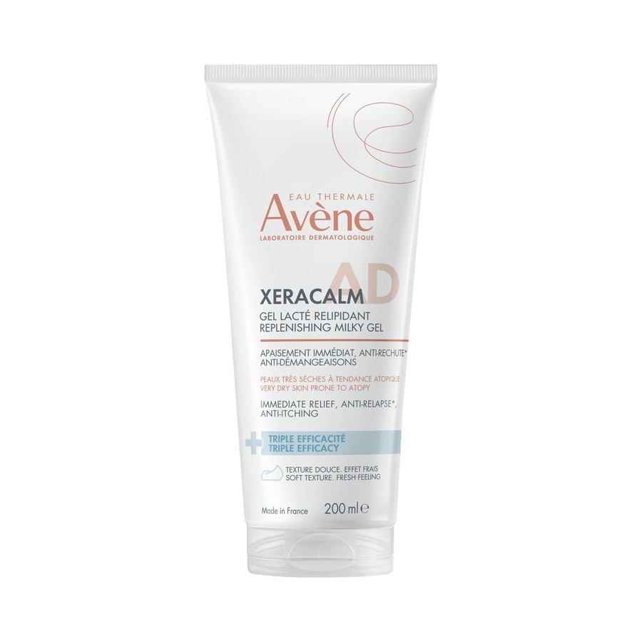 Avène Xeracalm A.D Gel lacté relipidant Triple Efficacité, Apaisant, Anti-crise & Anti-démangeaisons, Peaux très sèches à tendance atopique 200ml