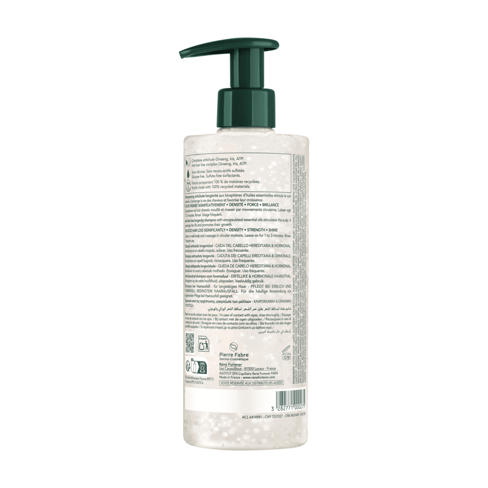 René Furterer Triphasic Shampooing Antichute Longévité, chute de cheveux héréditaire & hormonale 500ml