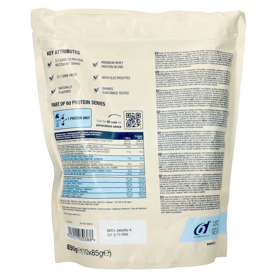 6d Recovery Shake Vanilla 850g