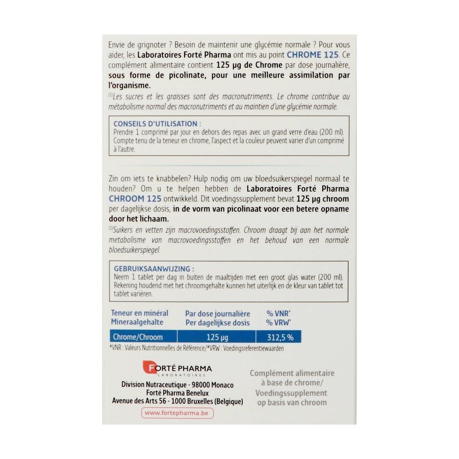 Forte Pharma Chroom 125 30 Tabletten