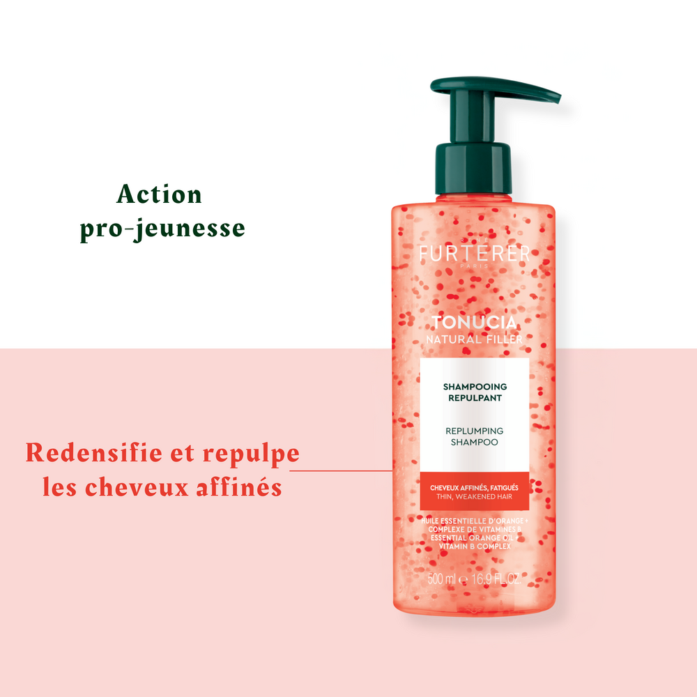 Tonucia Natural Filler Shampooing Repulpant, Cheveux affinés, fatigués, Acide Hyaluronique végétal 500ml