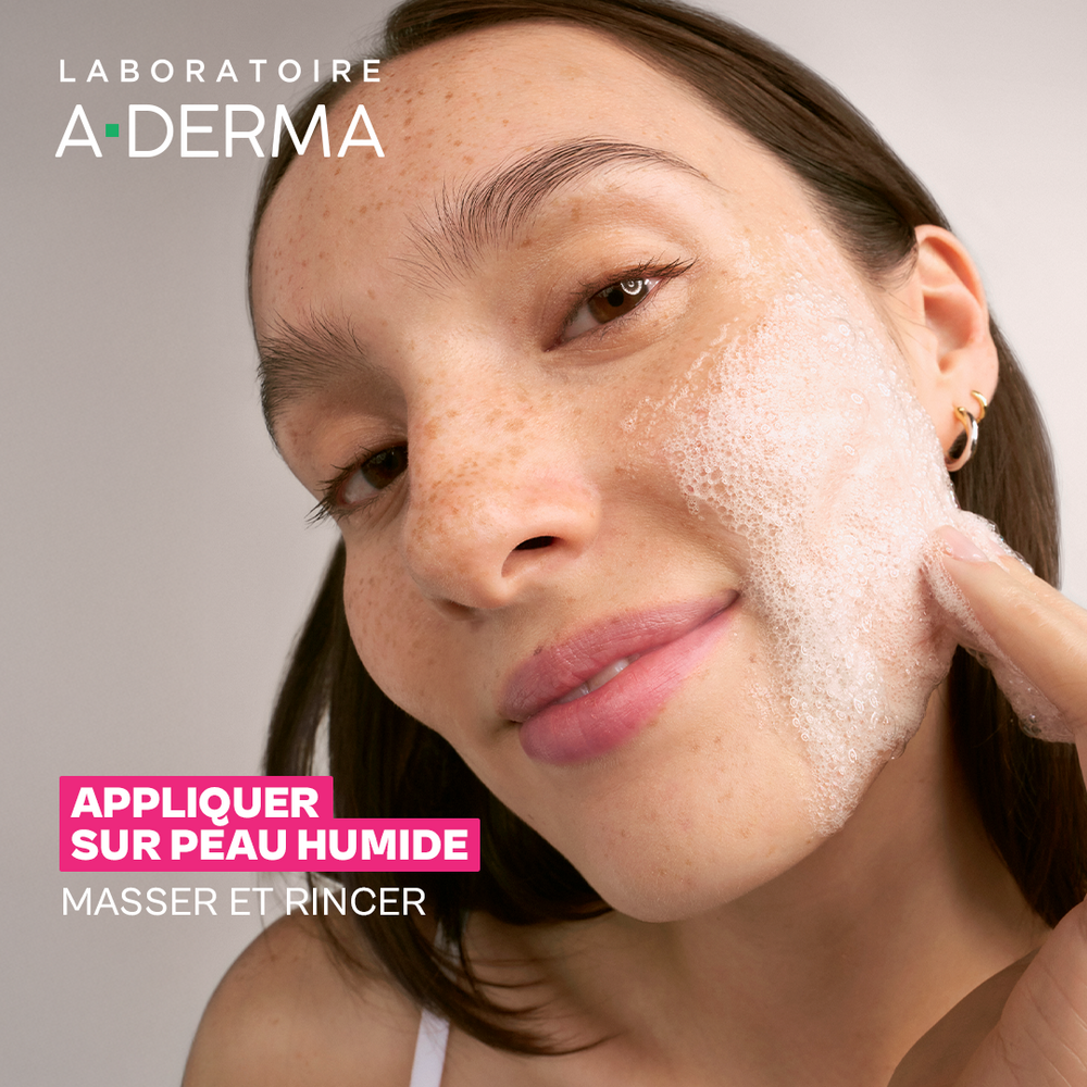 A-Derma Exomega Visage Gel nettoyant calmant, Démaquillant, Peau réactive à tendance à l'eczéma atopique 200ml
