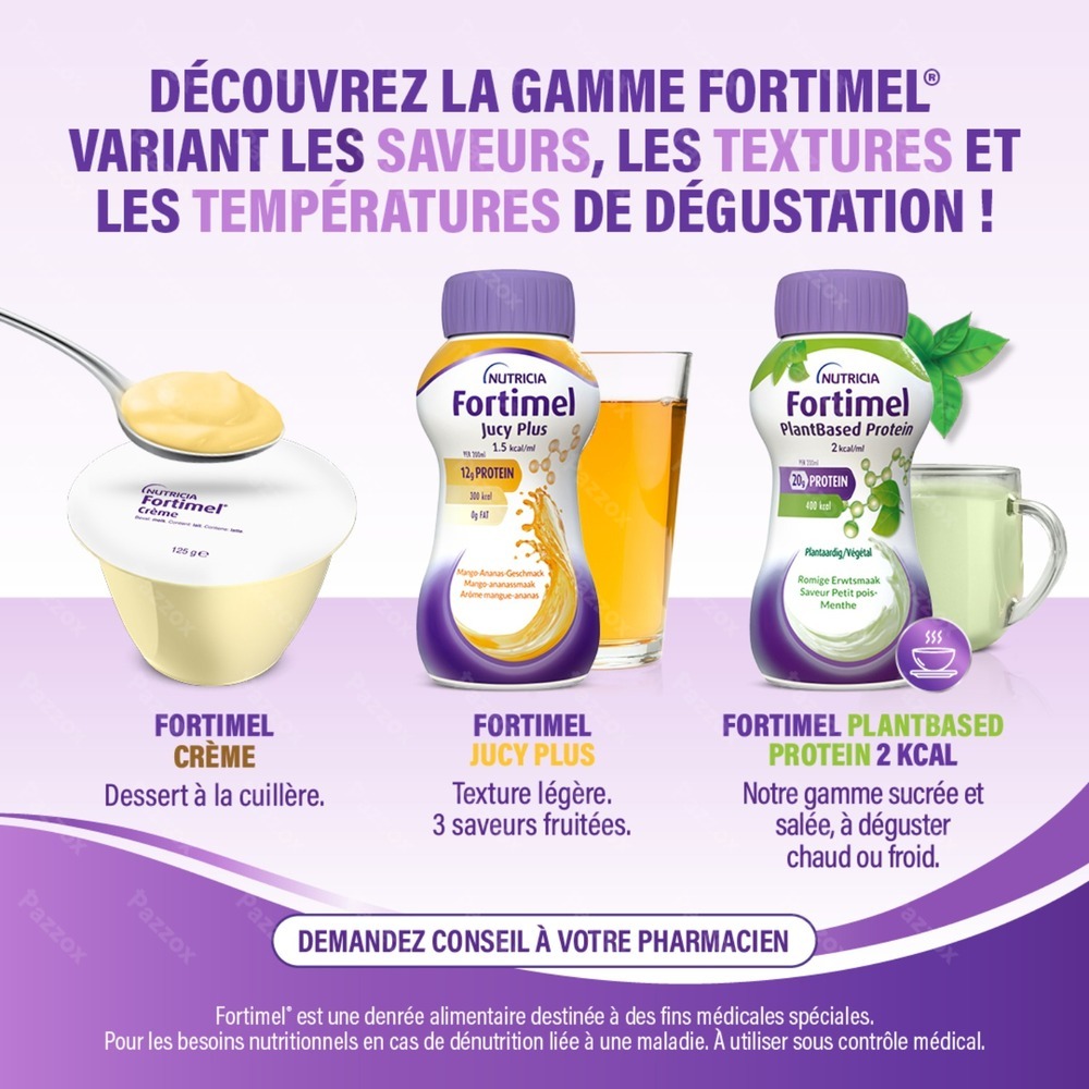 Fortimel PlantBased Protein 2kcal Saveur Cappuccino Complément Nutritionnel Dénutrition Bouteilles 4x200ml