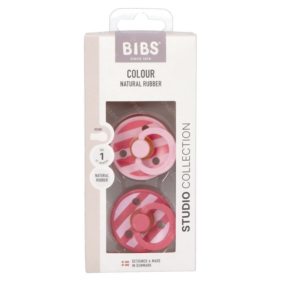 Bibs 1 Sucette Duo Block Baby Pink