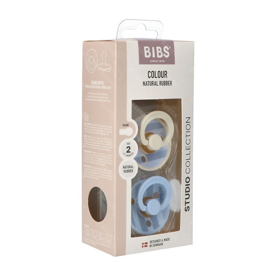Bibs 2 Sucette Studio Duo Block Baby Blue