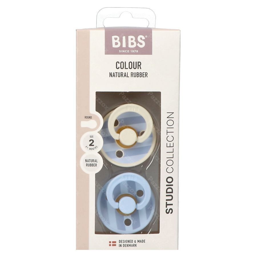 Bibs 2 Sucette Studio Duo Block Baby Blue