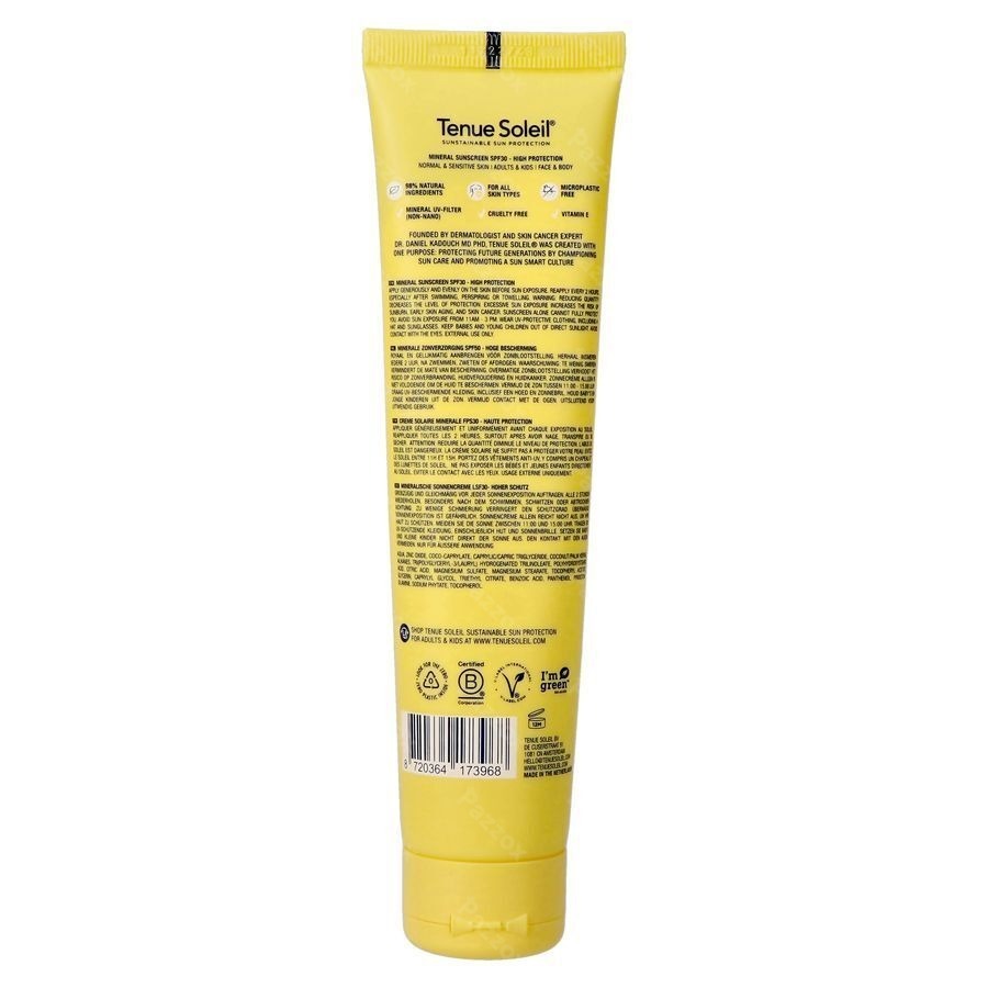 Tenue Soleil Creme Solaire Minerale Spf30 100ml