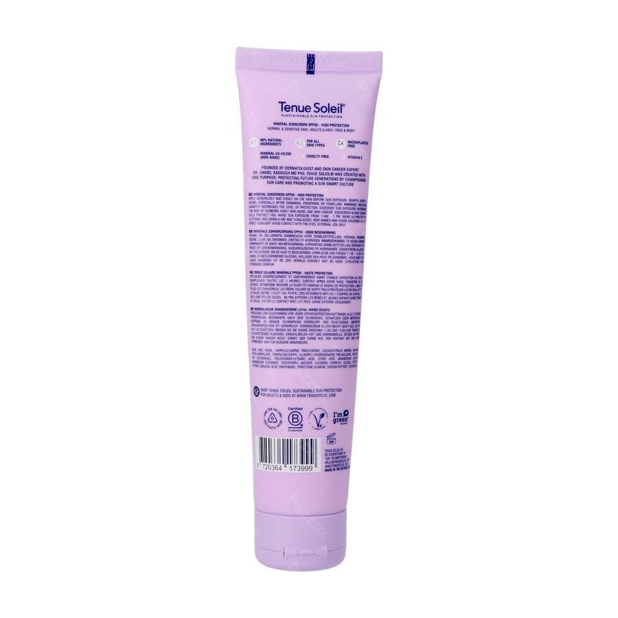 Tenue Soleil Creme Solaire Minerale Spf50 100ml